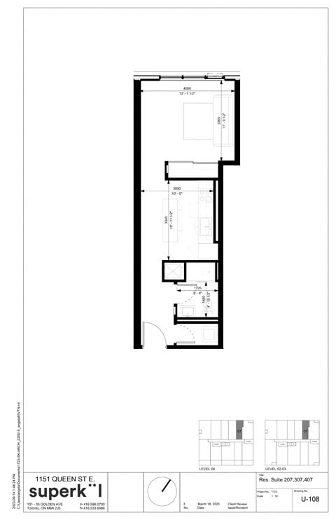 Floor plan for studio, 1 bath, 460 sqft
